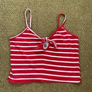 Red and white striped crop top